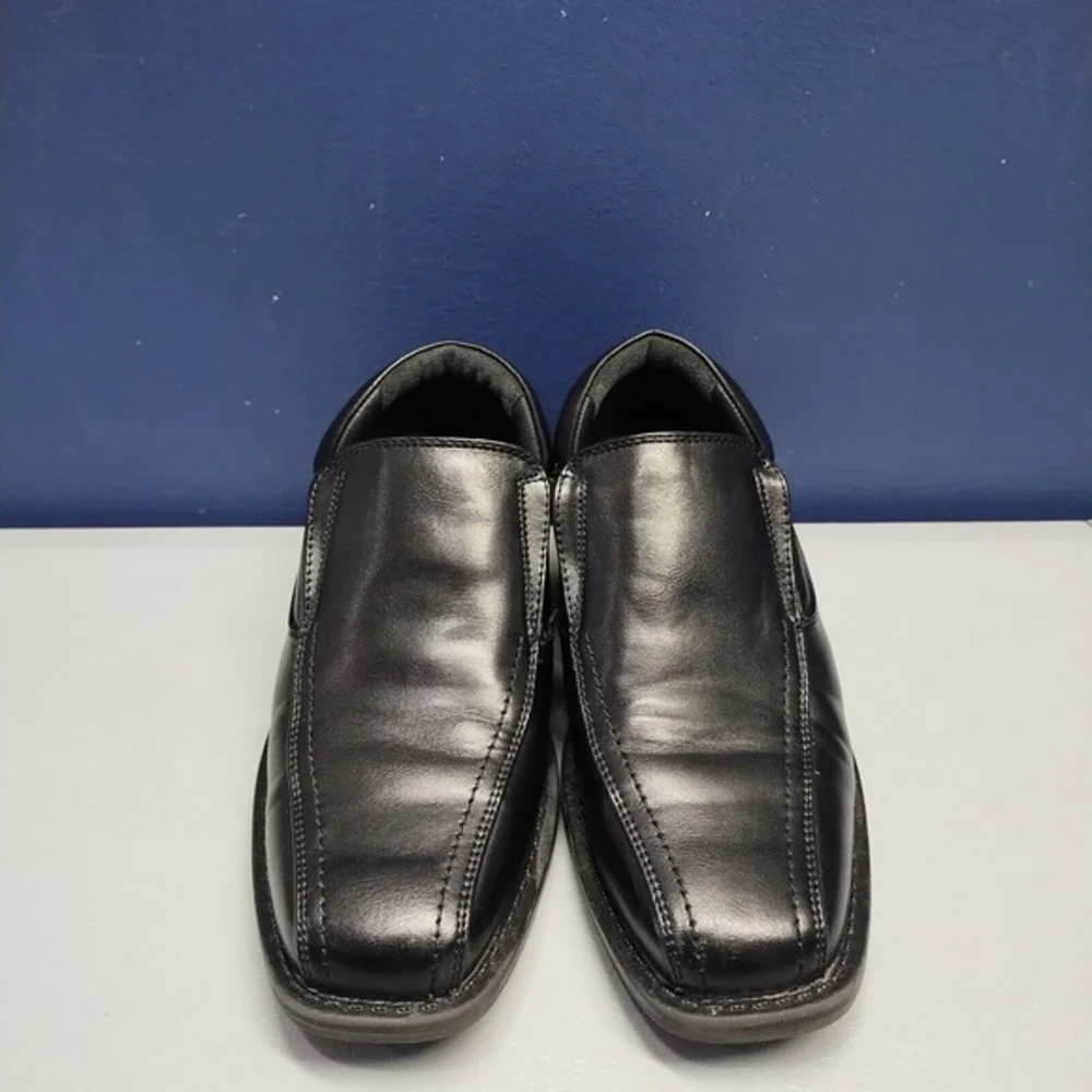 Bruno Marc Wedding Dress Shoes Youth Boys Sz 2 Black Square Toe Slip On SBOX225K